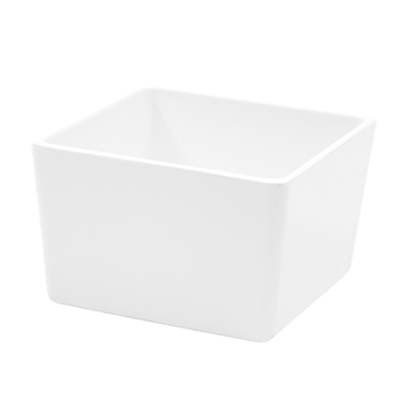 TableCraft Square Straight Sided Melamine Bowl, 1 qt, White