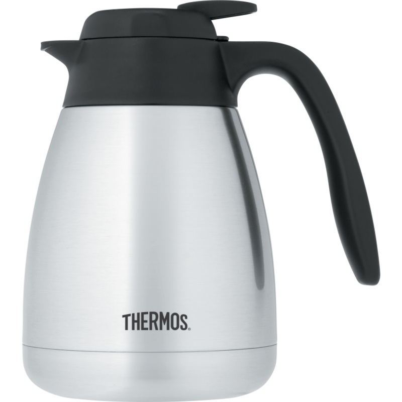 Thermos Push Button Vacuum Carafe, 34 oz, Stainless Steel