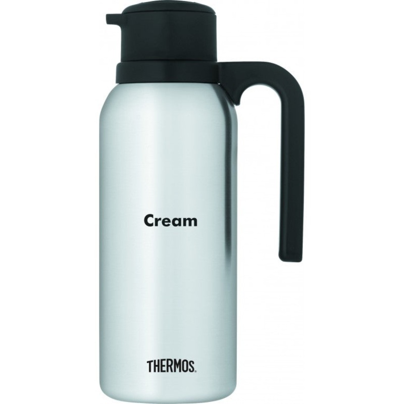 Thermos Twist & Pour Vacuum Carafe, Cream, 32 oz, Stainless Steel