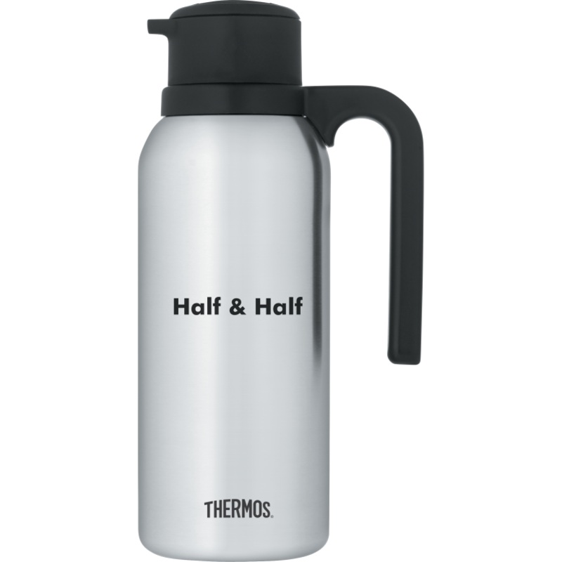 Thermos Twist & Pour Vacuum Carafe, Half & Half, 32 oz, Stainless Steel