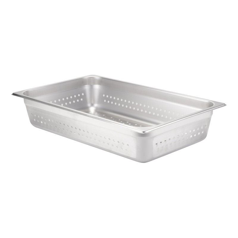SignatureWares Perforated Full Size Food Pan, 4" Deep, 24 Gauge Stainless Steel