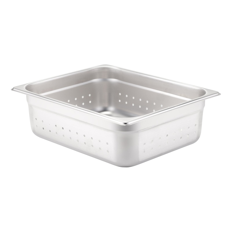 SignatureWares Perforated Half Size Food Pan, 4" Deep, 24 Gauge Stainless Steel