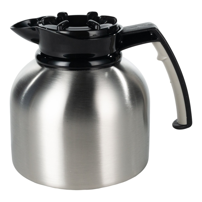 Service Ideas Brew 'N' Pour Brew-Thru Vacuum Insulated Decanter, 1.9 L, Stainless Steel/Black