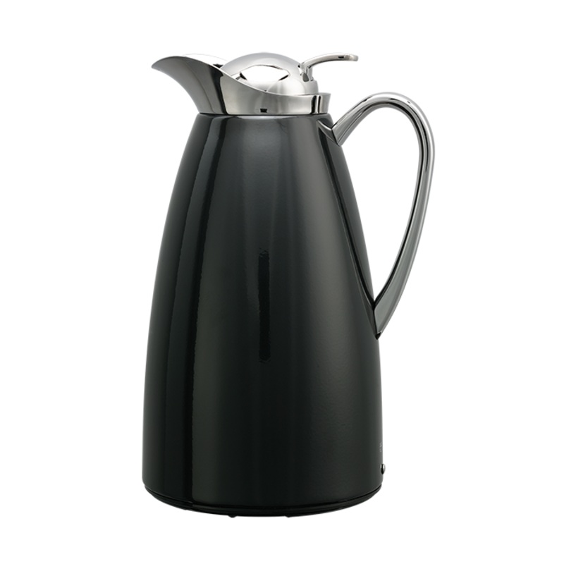 Service Ideas Classy Vacuum Insulated Carafe, 1 L, Stainless Steel/Black