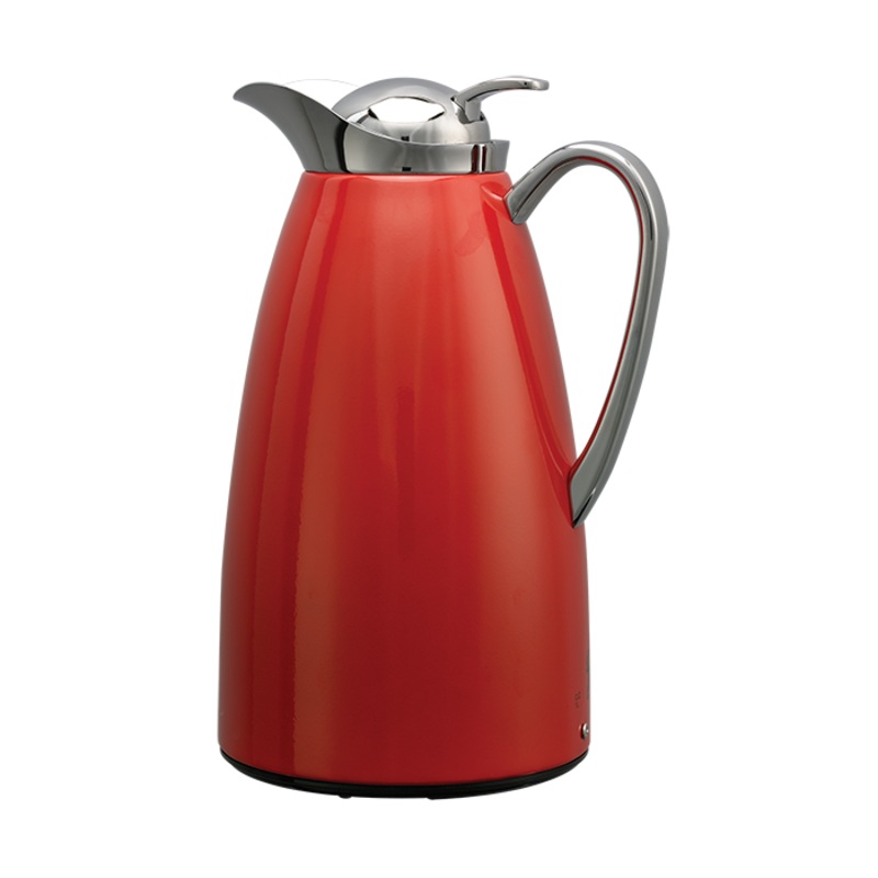 Service Ideas Classy Vacuum Insulated Carafe, 1 L, Stainless Steel/Red