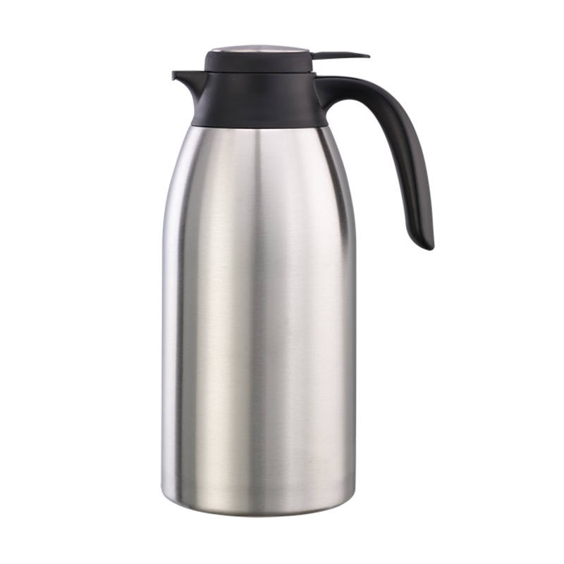 Service Ideas Flow Control Vacuum Insulated Carafe, 2 L, Stainless Steel