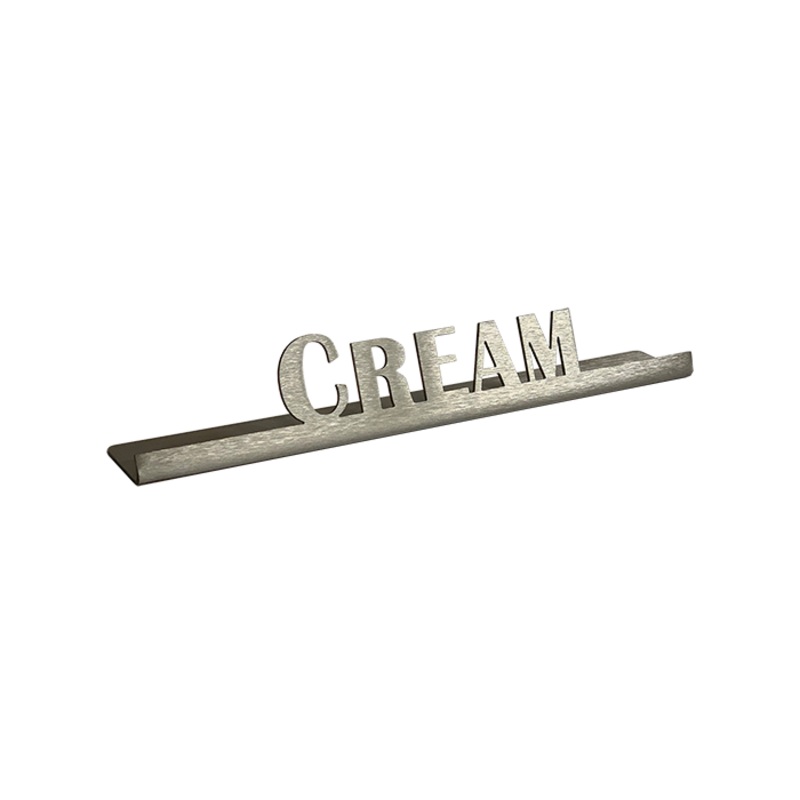 Service Ideas Laser Cut ID Table Sign, Cream, Stainless Steel