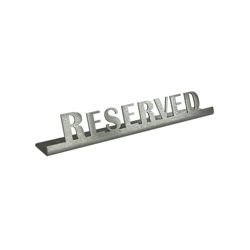 Service Ideas Laser Cut ID Table Sign, Reserved, Stainless Steel