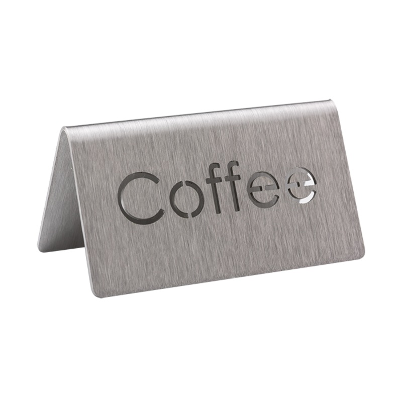 Service Ideas Laser Cut ID Table Tent, Coffee, Stainless Steel