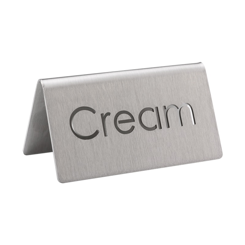 Service Ideas Laser Cut ID Table Tent, Cream, Stainless Steel
