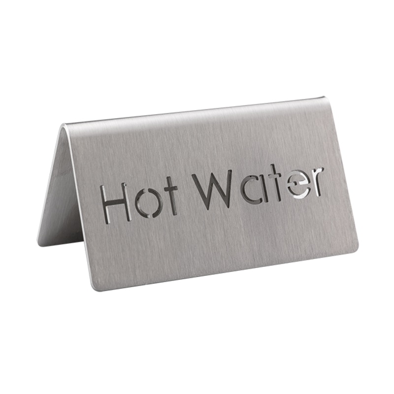 Service Ideas Laser Cut ID Table Tent, Hot Water, Stainless Steel