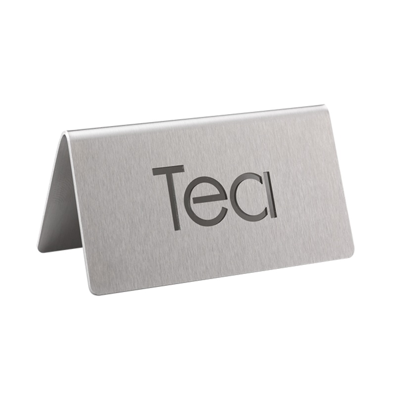 Service Ideas Laser Cut ID Table Tent, Tea, Stainless Steel