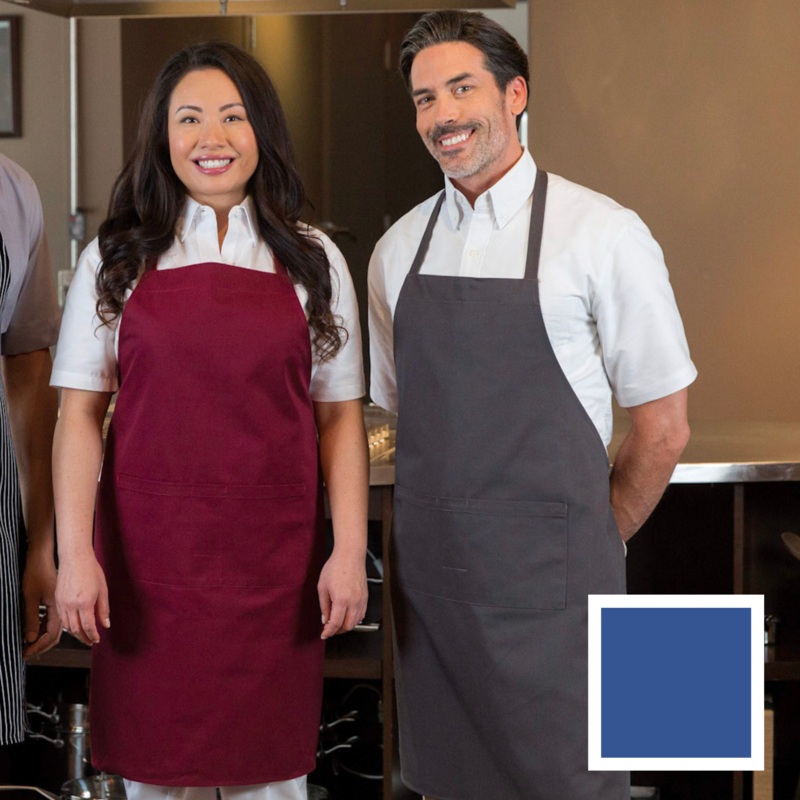 Premium Uniforms Standard Bib 2 Pocket Apron, Royal Blue