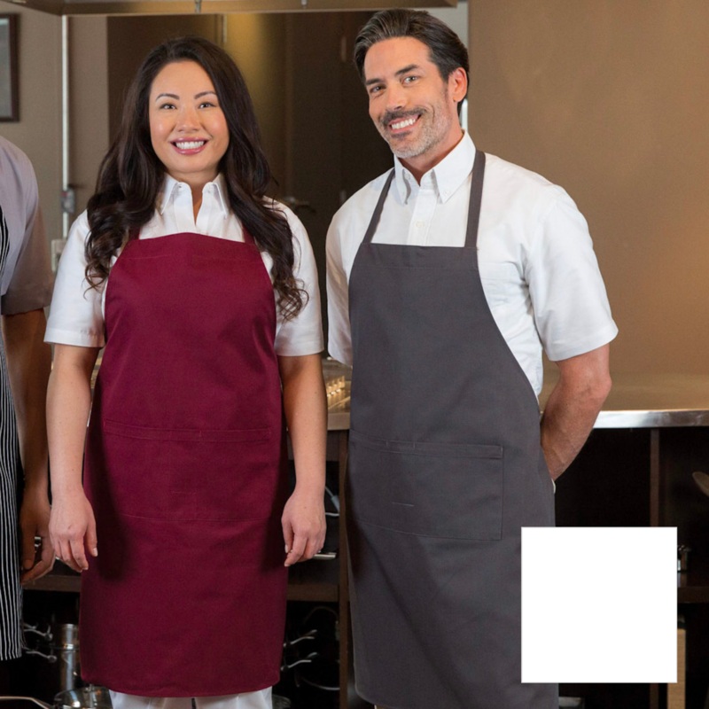 Premium Uniforms Standard Bib 2 Pocket Apron, White