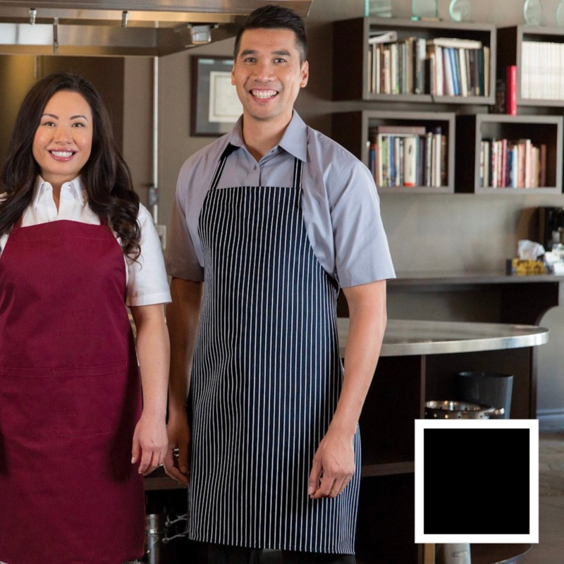 Premium Uniforms Standard Bib No Pocket Apron, Black