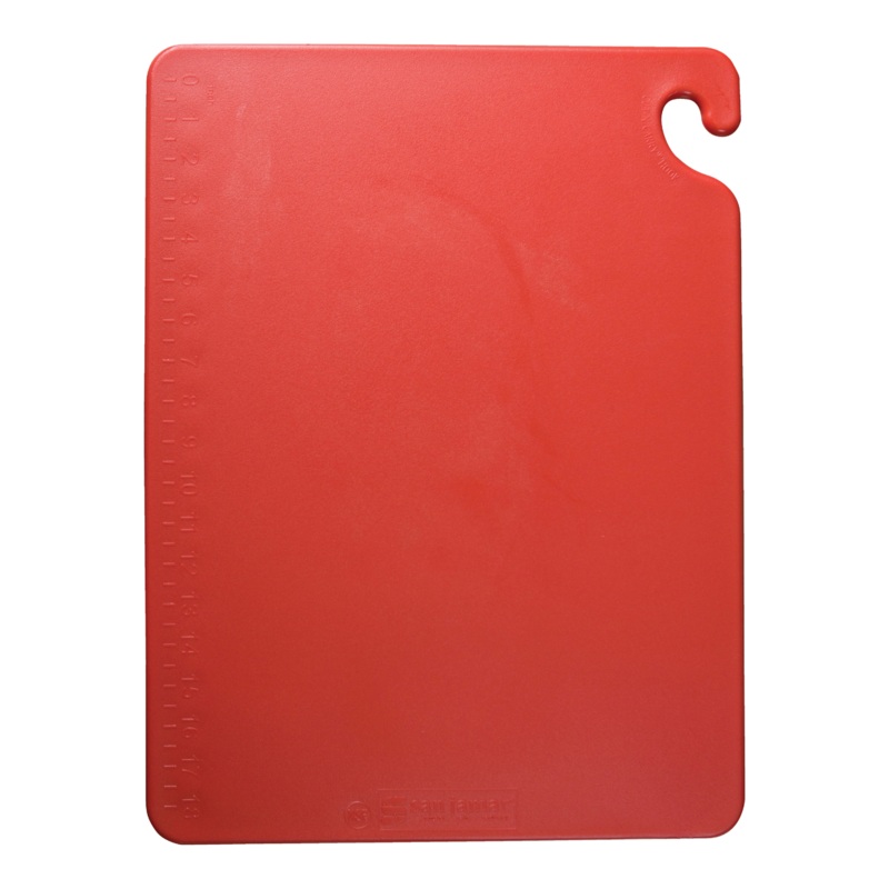 San Jamar Cut-N-Carry Colour Cutting Board, 12" x 18" x 1/2", Red