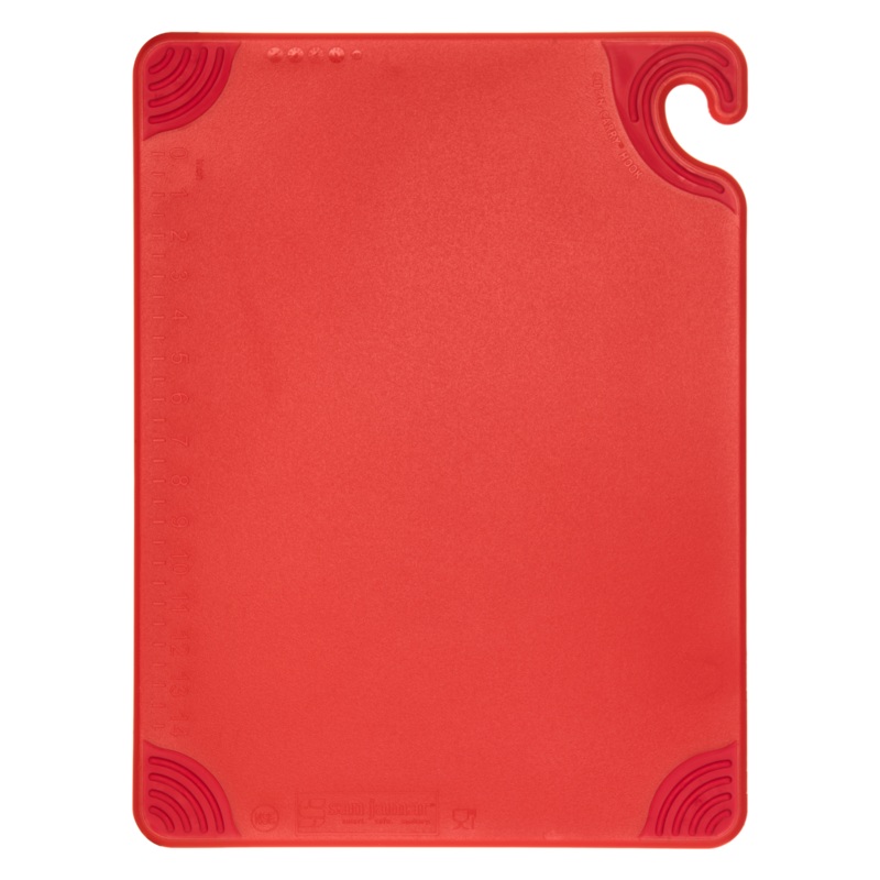 San Jamar Saf-T-Grip Coloured Cutting Board, 15" x 20" x 1/2", Red