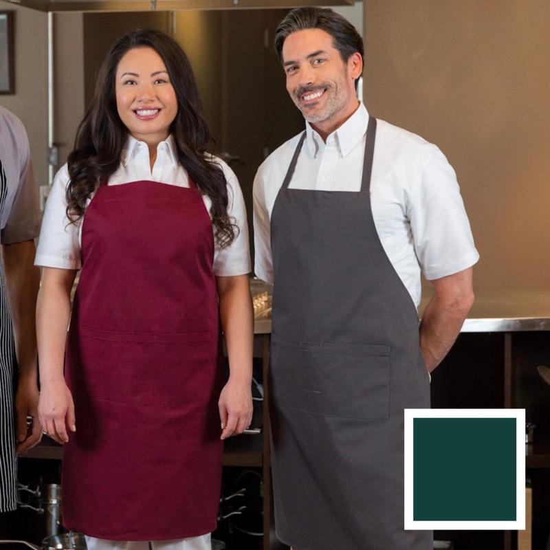 Premium Uniforms Standard Bib 2 Pocket Apron, Hunter Green