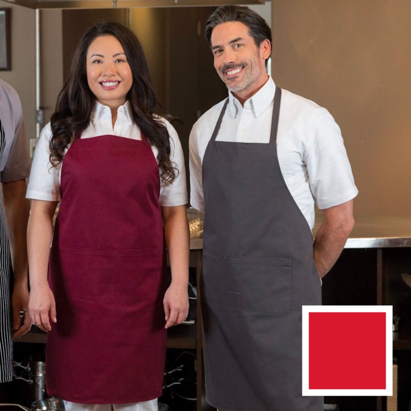 Premium Uniforms Standard Bib 2 Pocket Apron, Red