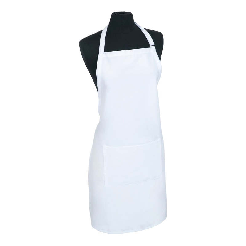 Mercer Genesis Bib Apron with Pocket, White