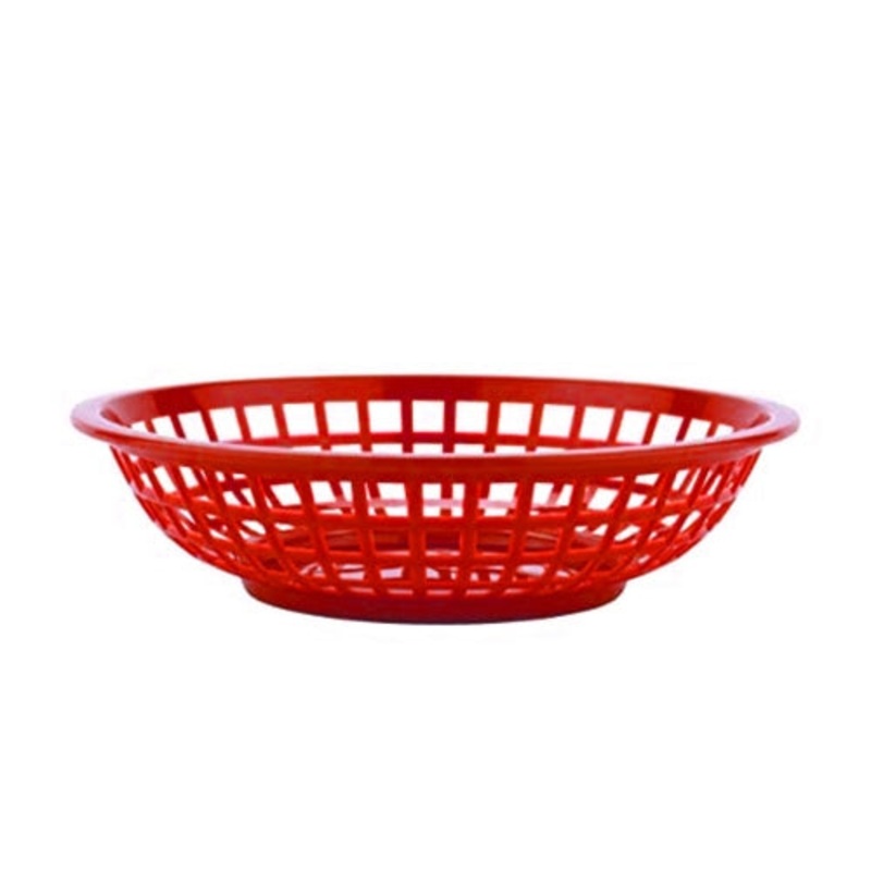 G.E.T. Round Basket, 8" x 2", Plastic, Red (35-pack)