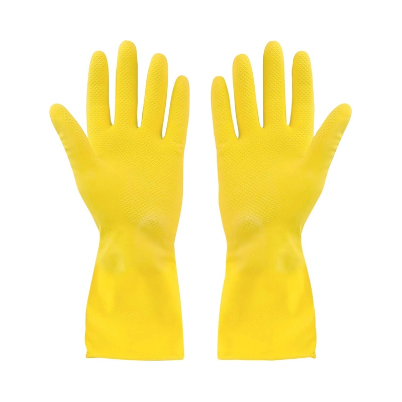 Globe Rubber Gloves, Flocklined, Medium, Yellow (1 pair)