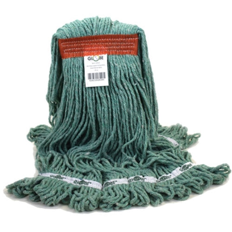Globe Synthetic Looped End Wet Mop, Narrow Band, 20 oz, Green