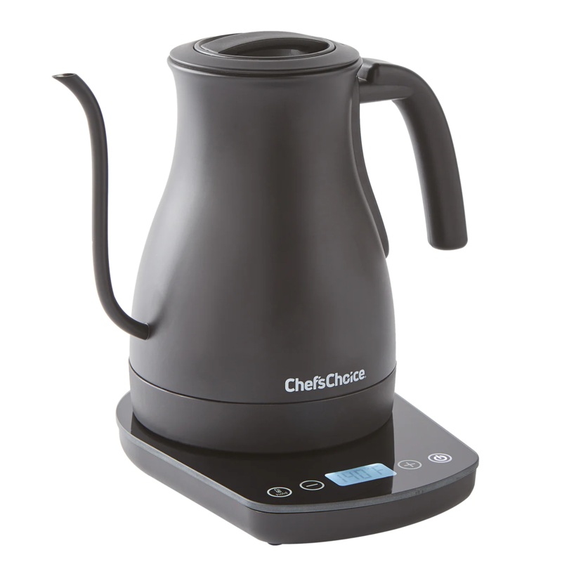 Chef'sChoice Cordless Electric Gooseneck Kettle with Temperature Control, 1 L, 120V, Black