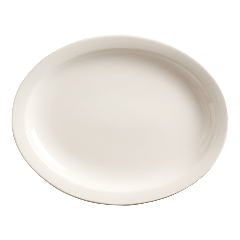 Libbey World Tableware Porcelana Narrow Rim Oval Platter, 11.5", White (12-pack)