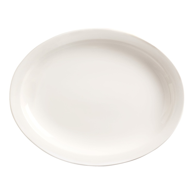 Libbey World Tableware Porcelana Narrow Rim Oval Platter, 9 3/4", White (24-pack)