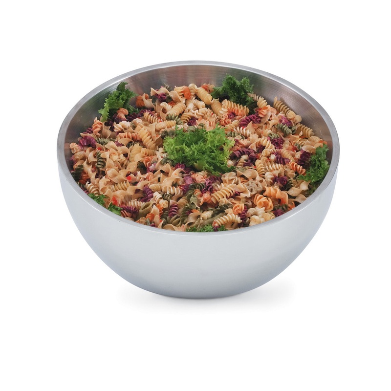 Vollrath Double-Wall Angled Insulated Display Bowl, 1.9 qt, Stainless Steel