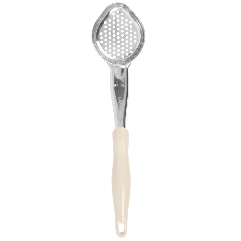 Vollrath Heavy-Duty Color Coded Oval Perforated Spoodle, 3 oz, Ivory