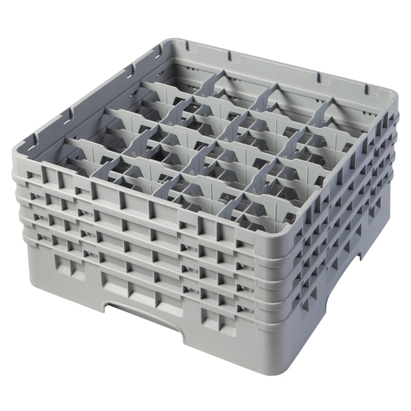 Cambro Camrack Glass Rack, 16 Compartment, 10 1/8" Height, Grey