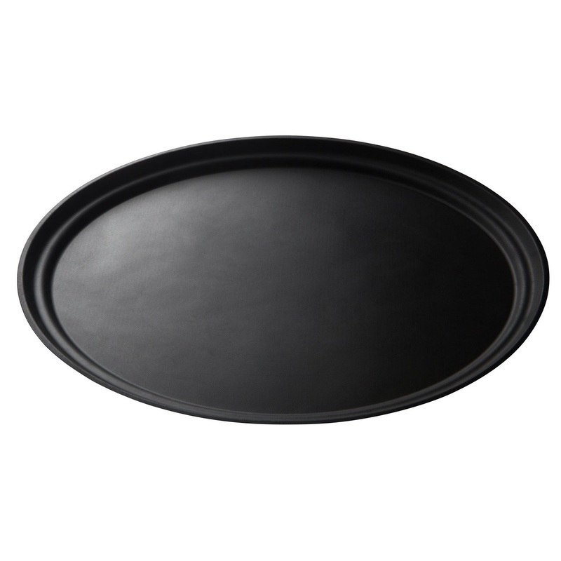 Cambro Camtread Oval Tray, 19" x 23", Black (6-pack)