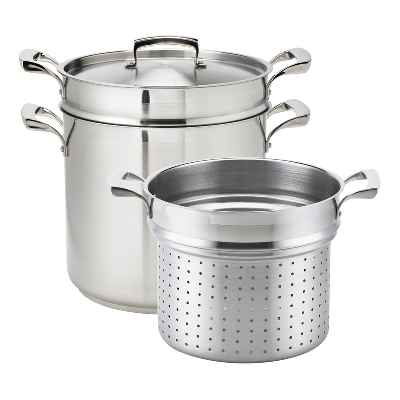 Browne Thermalloy Pasta Cooker 3 Piece Set, 20 qt, Stainless Steel