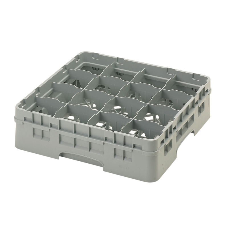 Cambro Camrack Glass Rack, 16 Compartment, 4 1/2" Height, Grey