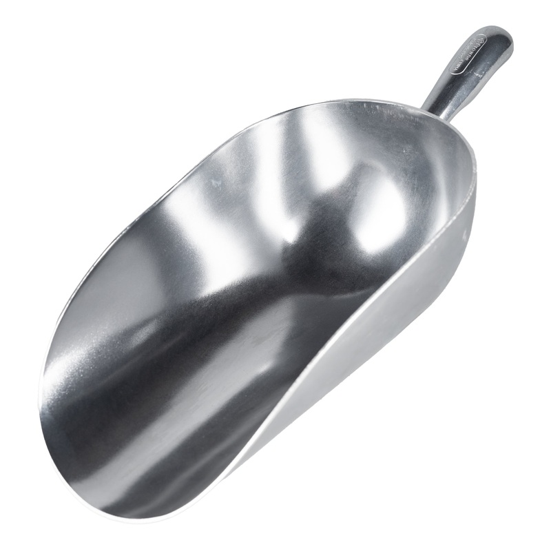 Browne Round Bottom Scoop, 84 oz, Aluminum