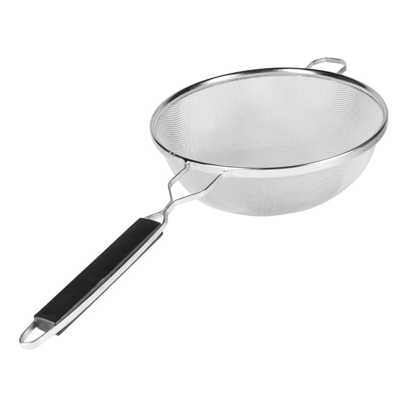 Browne Single Mesh Fine Strainer, 4.75", Stainless Steel w Plastic Handle