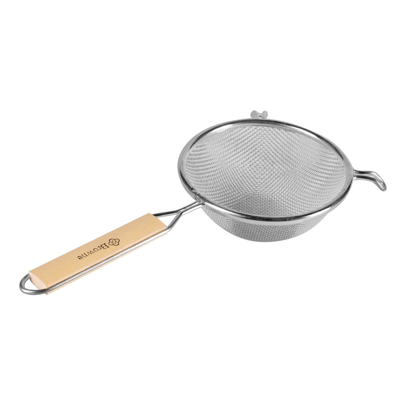 Browne Single Mesh Medium Strainer, 10.8", Wood Handle