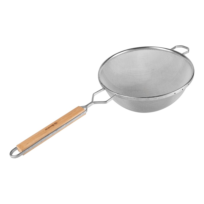 Browne Single Mesh Medium Strainer, 4.8", Wood Handle
