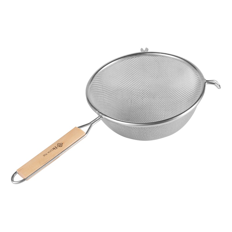 Browne Single Mesh Medium Strainer, 6.8", Wood Handle