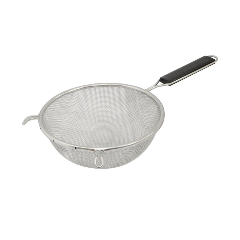 Browne Single Mesh Medium Strainer, 7.25", Stainless Steel w Plastic Handle
