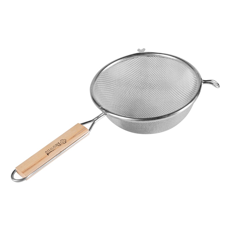 Browne Single Mesh Medium Strainer, 7.8", Wood Handle