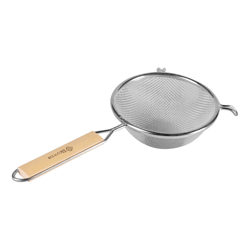 Browne Single Mesh Medium Strainer, 8", Wood Handle
