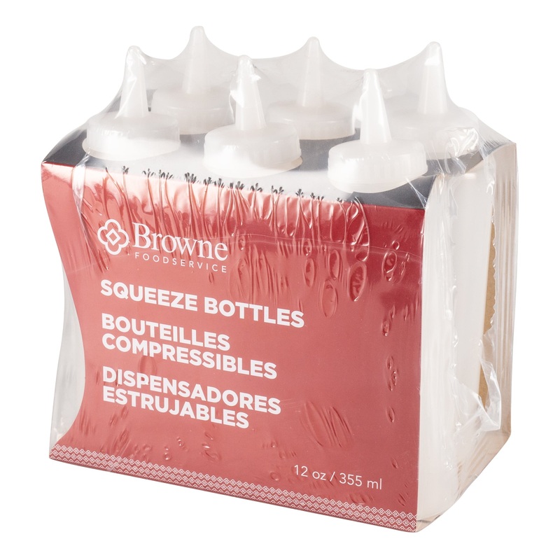 Browne Squeeze Bottle, 12 oz, Red (6-pack)