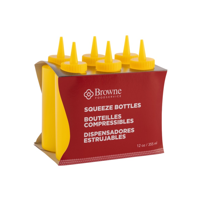 Browne Squeeze Bottle, 12 oz, Yellow (6-pack)