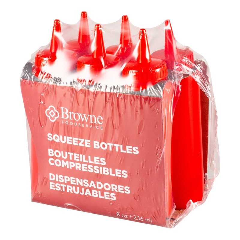 Browne Squeeze Bottle, 8 oz, Red (6-pack)