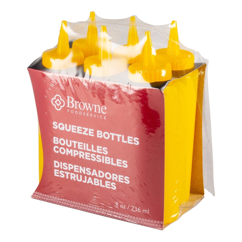 Browne Squeeze Bottle, 8 oz, Yellow (6-pack)