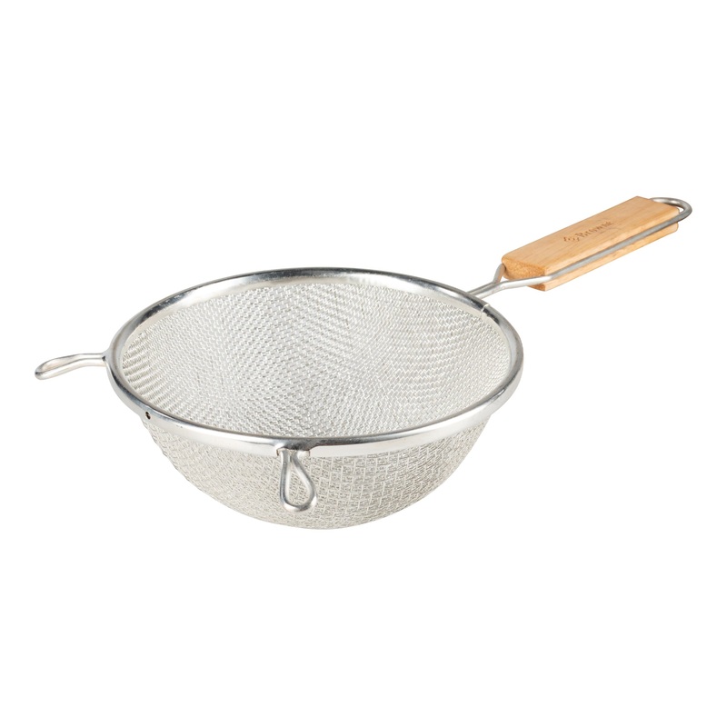 Browne Double Mesh Medium Strainer, 10.8", Wood Handle
