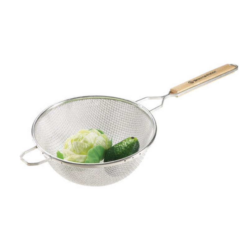 Browne Double Mesh Medium Strainer, 6.8", Wood Handle